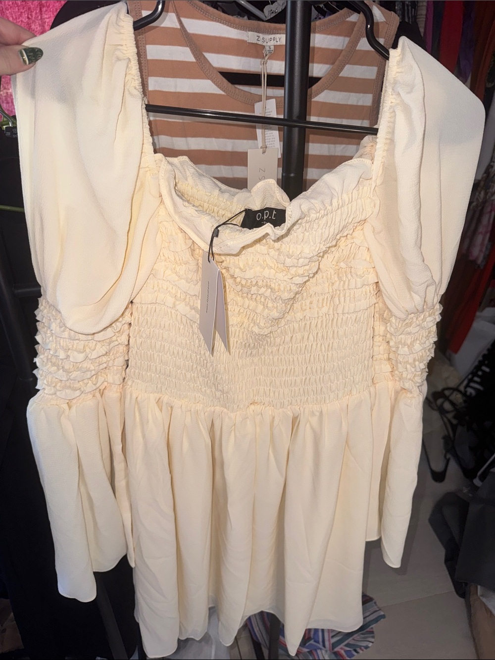 O.P.T. Luanne Smocked Mini Dress with Puff Sleeves